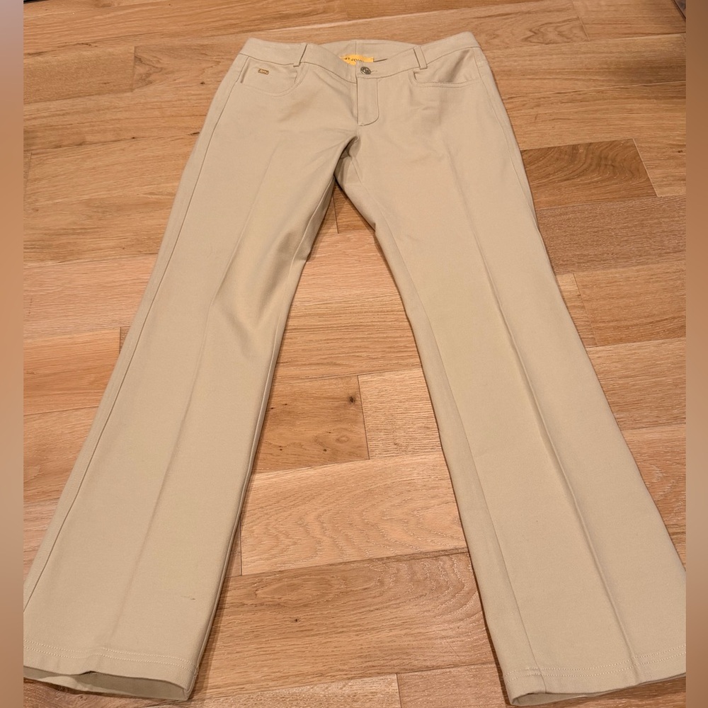 St. John tan chino embellished yellow tag Straight Leg‎ Pants nwt 6